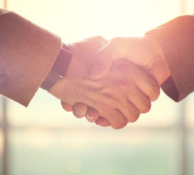 Business handshake. Business handshake and business people conce